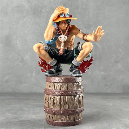 HH One Piece Flame Ace Barrel Crouching Ace Dual Interchangeable Hands Anime Model Figure