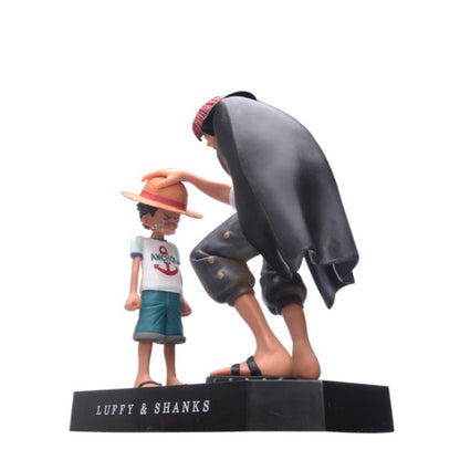 One Piece Straw Hat Luffy Red Hair Shanks Bagged Figure Head Touch Car Model Scene Collection