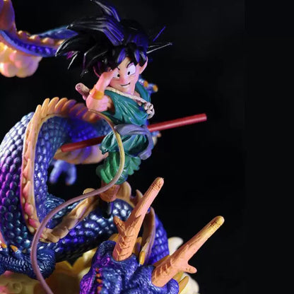 Premium Dragon Ball Goodbye Goku with Nimbus and Shenron Statue Figure Model Car Desktop Ornament Gift