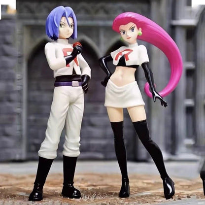 ZF Pokemon Villain Team Rocket Musashi Kojiro Meowth Wobbuffet Figure Pet Anime Ornament