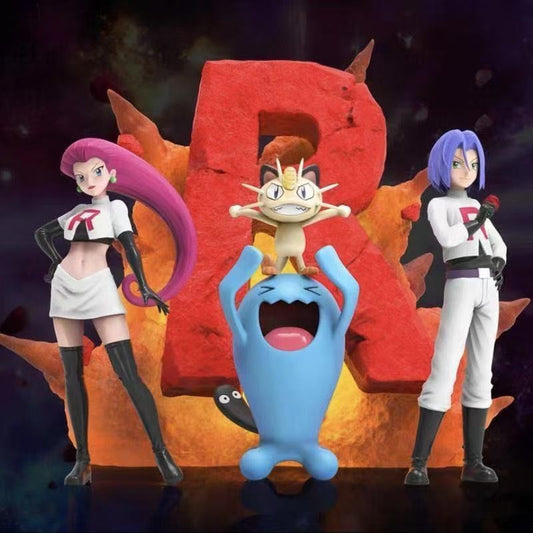 ZF Team Rocket - Meowth Hot Air Balloon, Musashi, Kojiro, Wobbuffet Figure - Pokemon
