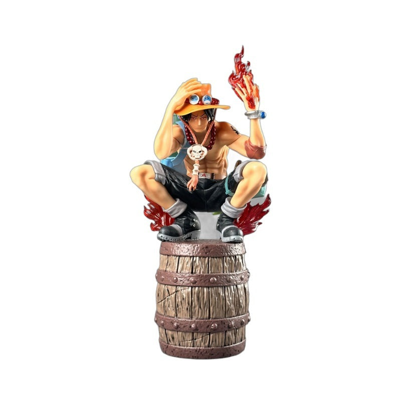 HH One Piece Flame Ace Barrel Crouching Ace Dual Interchangeable Hands Anime Model Figure