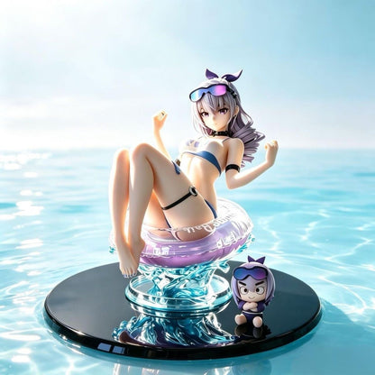 Swimming Ring Silver Wolf Anime Girl Figure High Quality Model Statue Desktop Decoration