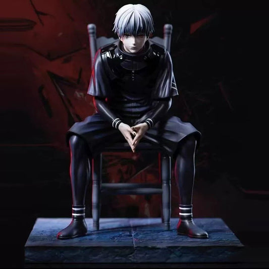 Chair Kaneki Ken Anime Figure Seated Pose Replaceable Dual Head Sculpt Desktop Model