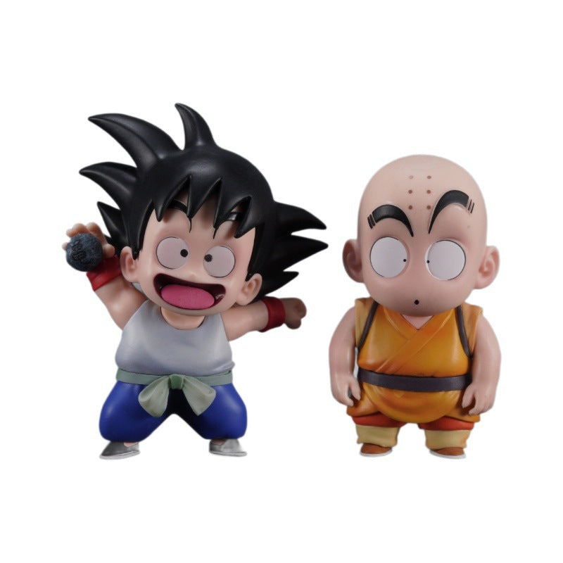 Super Saiyan Q Version Childhood Derpy Krillin Funny Goku Desktop Model Boxed Figure