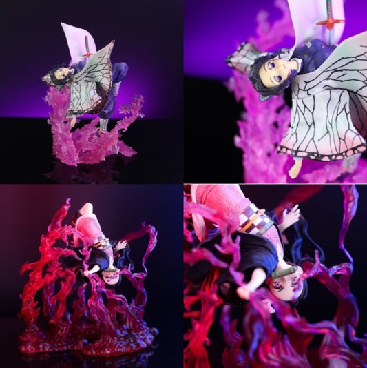 Demon Slayer GK Bloodthirsty Nezuko Flying Pose Butterfly Shinobu Scene Anime Figure Model Desktop
