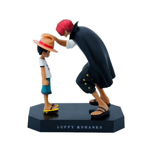 One Piece Straw Hat Luffy Red Hair Shanks Bagged Figure Head Touch Car Model Scene Collection