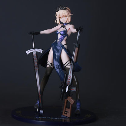 Fate Saber Alter Reverse Body Figure FATE Black Saber Holding Spear FGO Anime Ornament