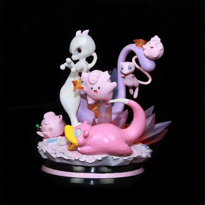 Pokemon Clefairy, Mew, Mewtwo, Electrode, Glowing Scene Statue