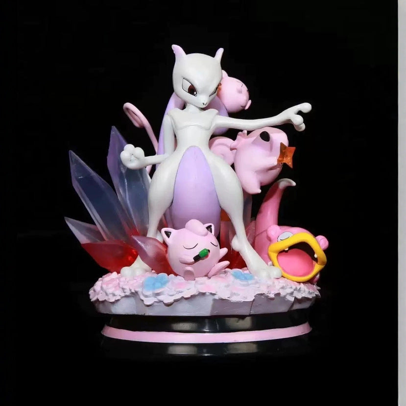 Pokemon Clefairy, Mew, Mewtwo, Electrode, Glowing Scene Statue
