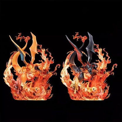 Domestic GK Flamethrower Super Charizard Evolution Group Light-Up Scene Statue Boxed Figure Model
