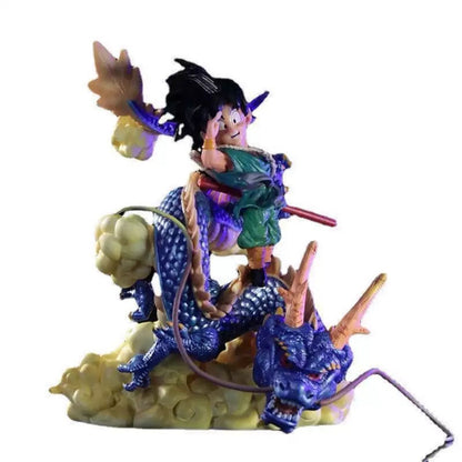Premium Dragon Ball Goodbye Goku with Nimbus and Shenron Statue Figure Model Car Desktop Ornament Gift