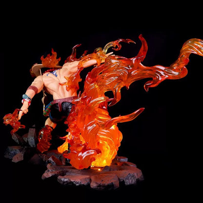 One Piece BadBoy Drifting Ace Flame Ace Light-Up GK Figure Model Ornament Anime