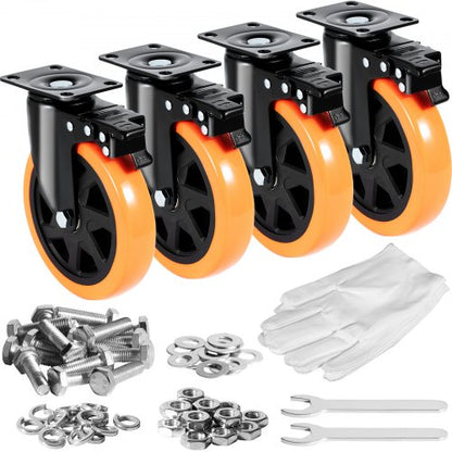 VEVOR Plate Casters Set of 4, 2-6 in Swivel Caster Wheels, P 6 inch / PVC