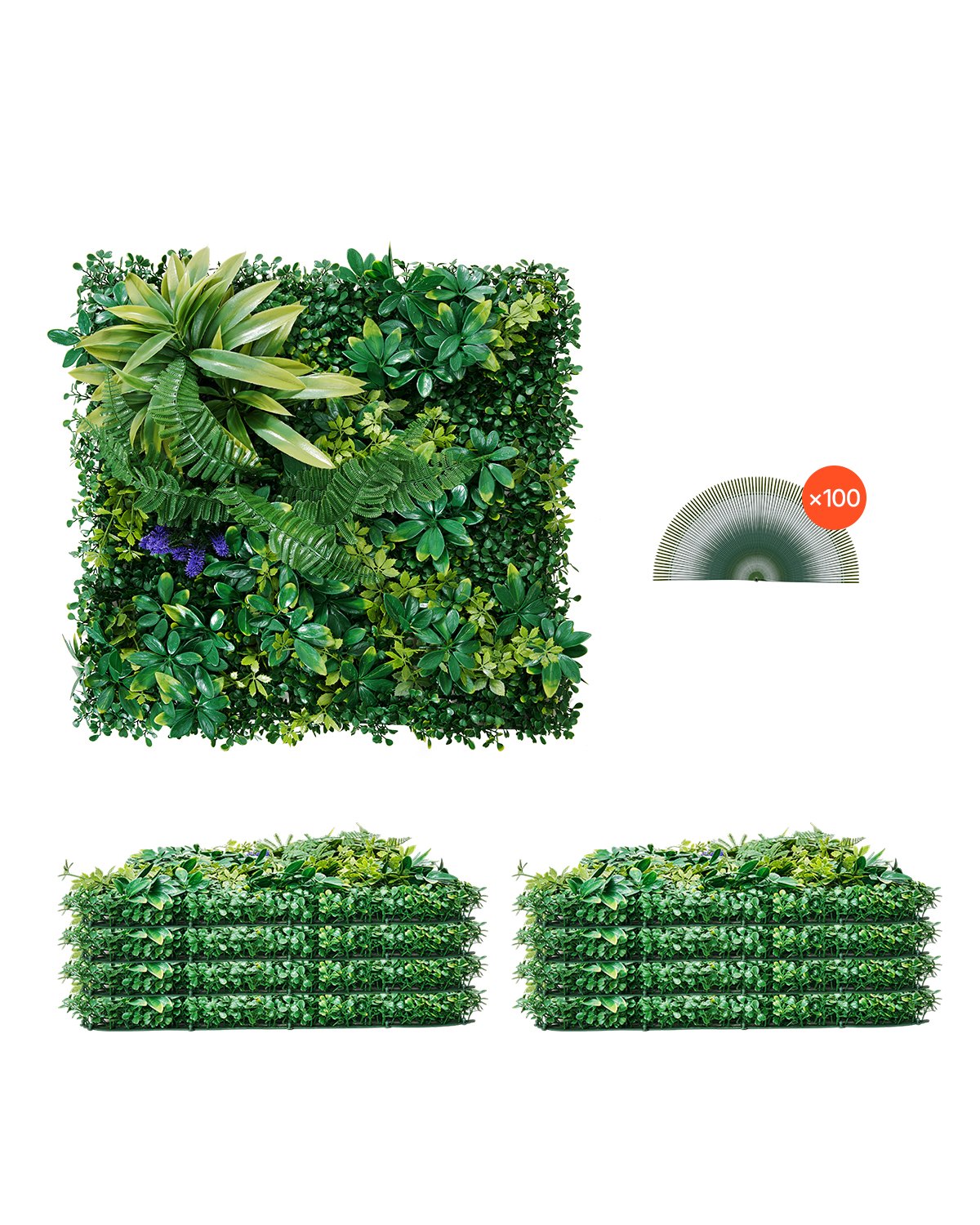 VEVOR Artificial Boxwood Panels, Boxwood Hedge Wall Panels,  20" x 20" / 8 PCS / 3D Greenery