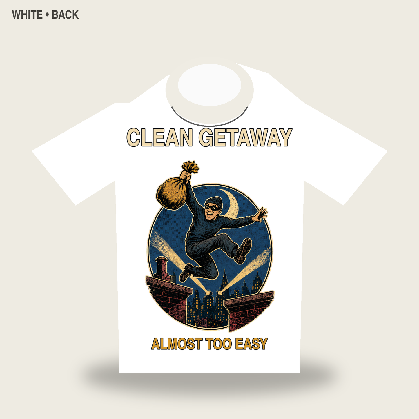 Clean Getaway Vintage Noir Burglar Graphic T-Shirt - POD-20260728-043_white_back_mockup