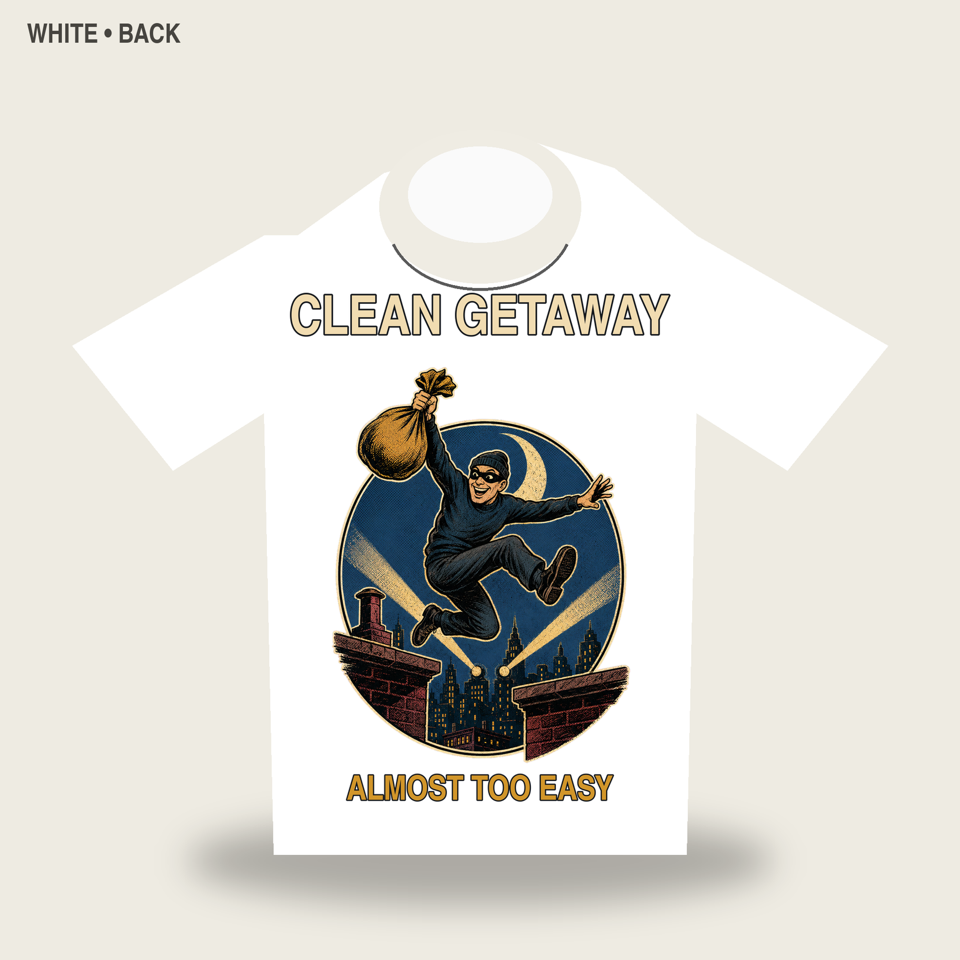 Clean Getaway Vintage Noir Burglar Graphic T-Shirt - POD-20260728-043_white_back_mockup