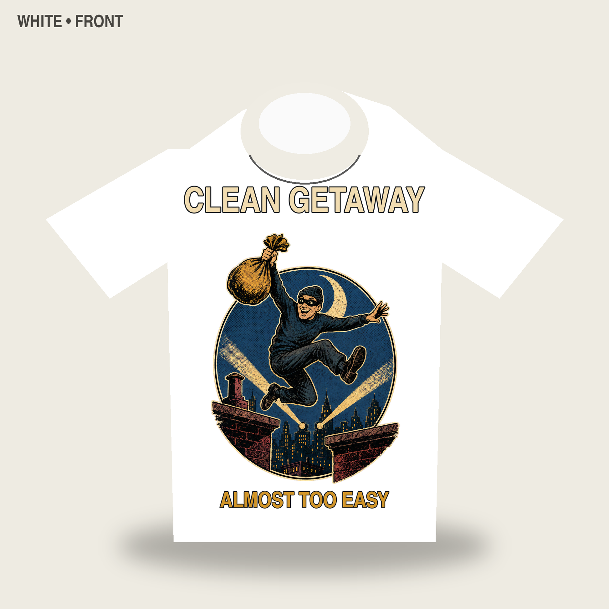 Clean Getaway Vintage Noir Burglar Graphic T-Shirt - POD-20260728-043_white_front_mockup