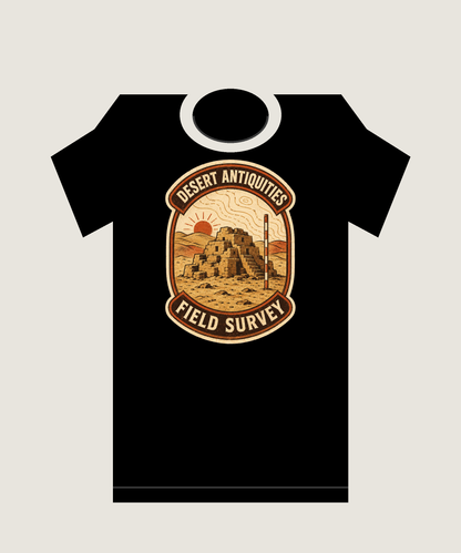 Desert Antiquities Field Survey Vintage Archaeology Graphic T-Shirt - POD-20260728-046_black_back_mockup