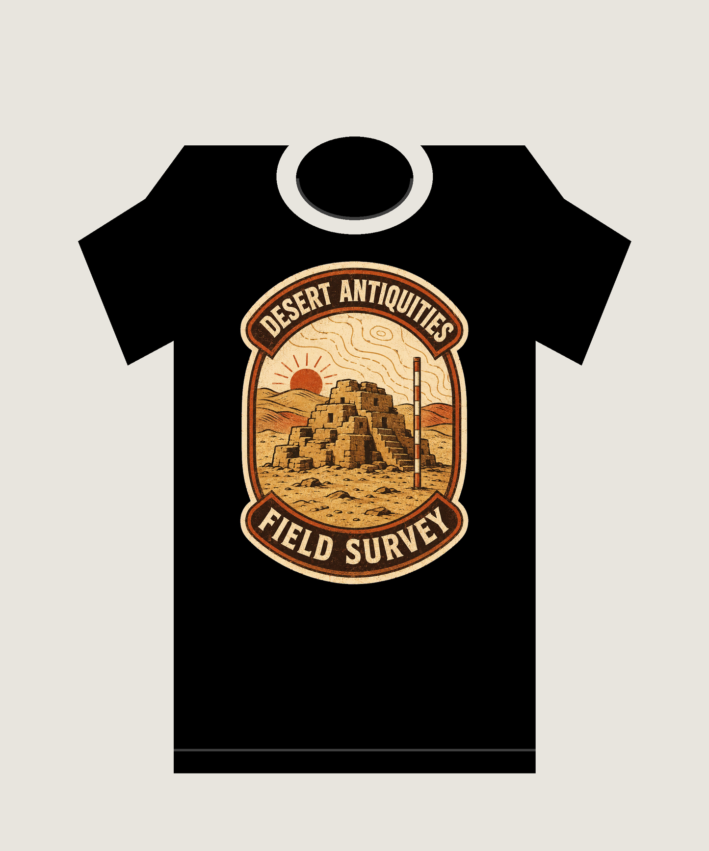 Desert Antiquities Field Survey Vintage Archaeology Graphic T-Shirt - POD-20260728-046_black_front_mockup