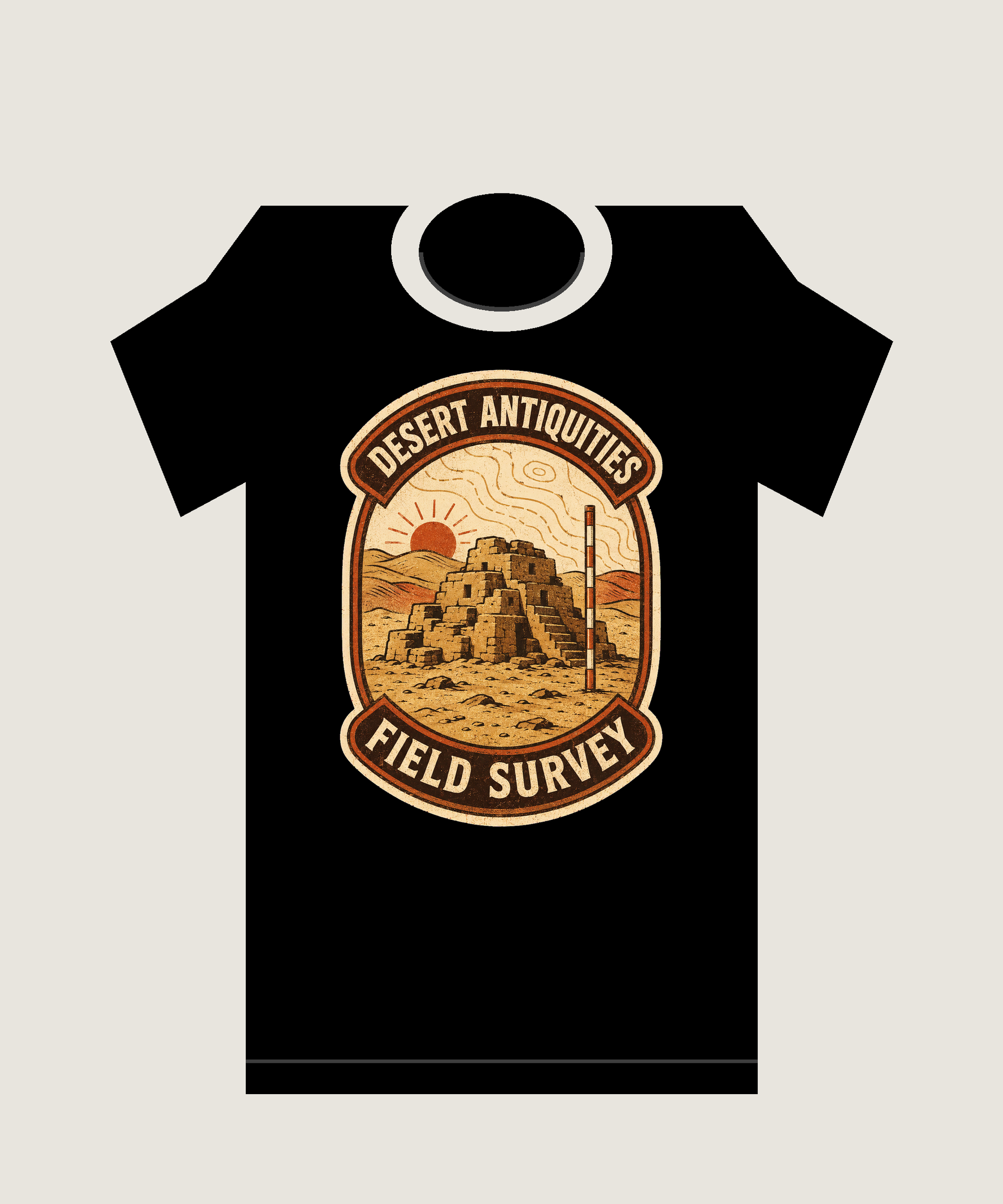 Desert Antiquities Field Survey Vintage Archaeology Graphic T-Shirt - POD-20260728-046_black_front_mockup