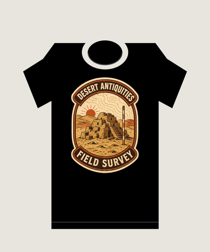 Desert Antiquities Field Survey Vintage Archaeology Graphic T-Shirt - POD-20260728-046_black_front_mockup