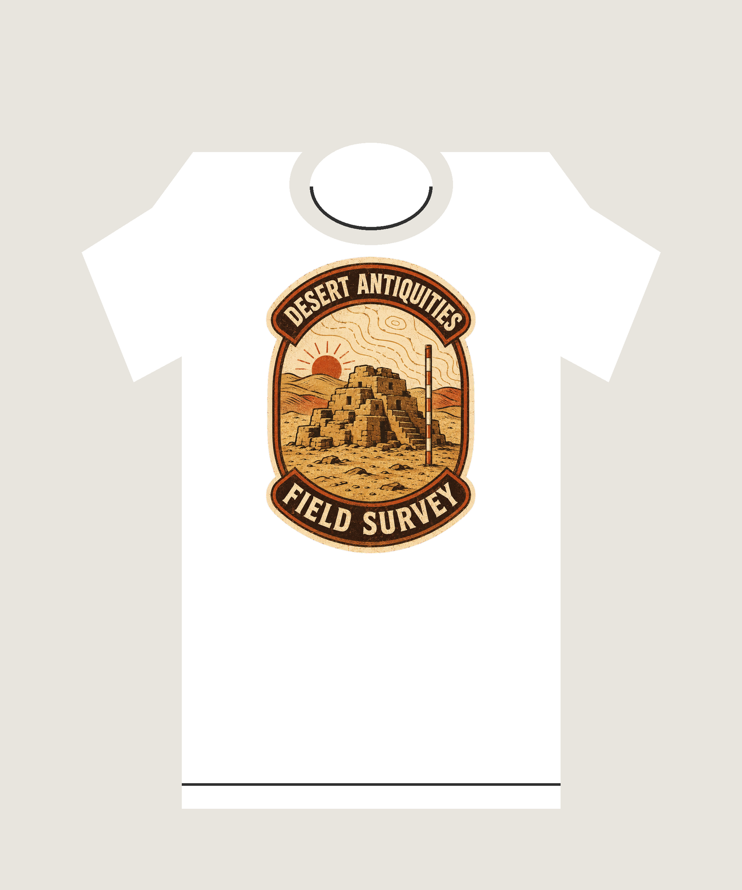 Desert Antiquities Field Survey Vintage Archaeology Graphic T-Shirt - POD-20260728-046_white_back_mockup