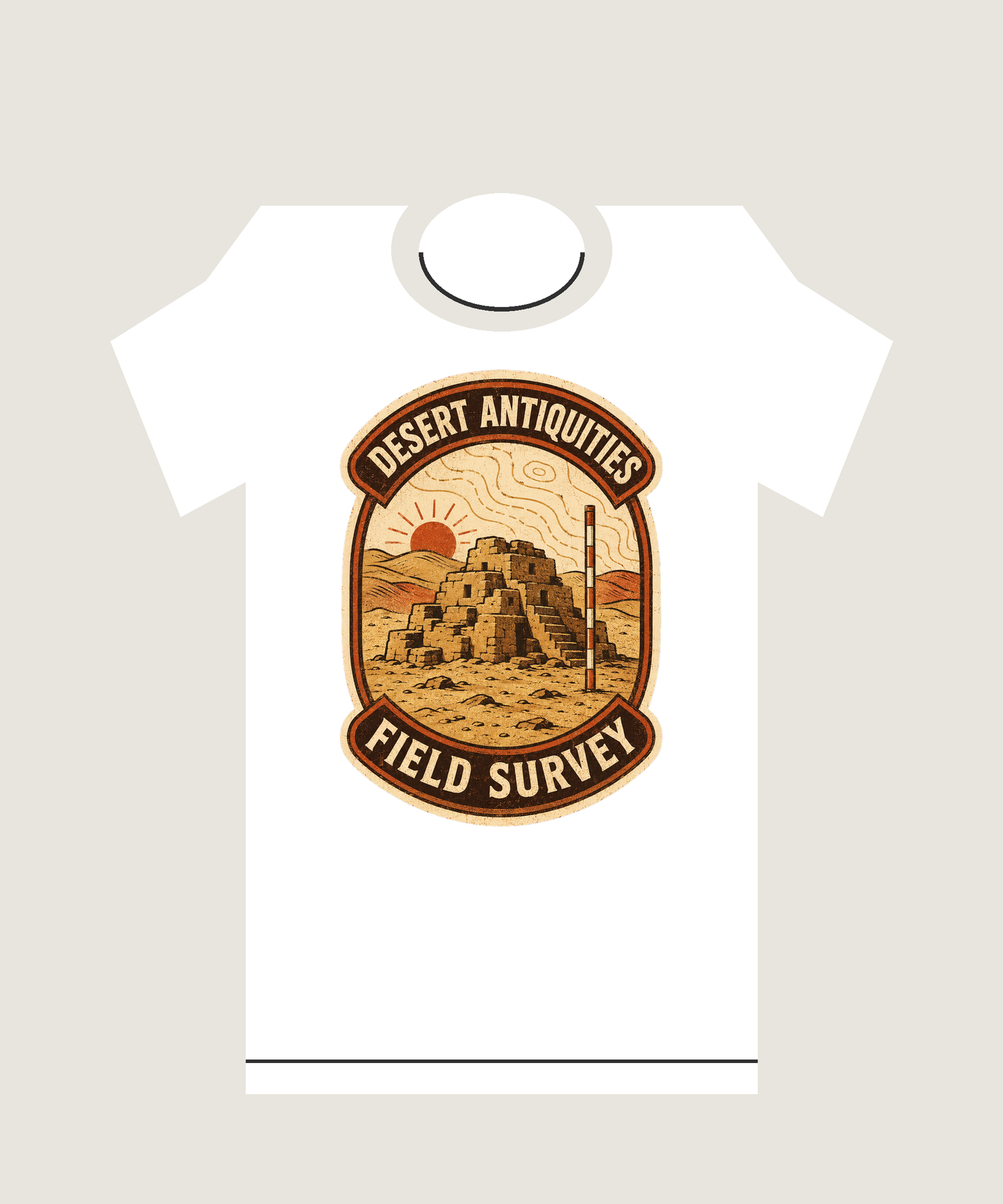 Desert Antiquities Field Survey Vintage Archaeology Graphic T-Shirt - POD-20260728-046_white_front_mockup