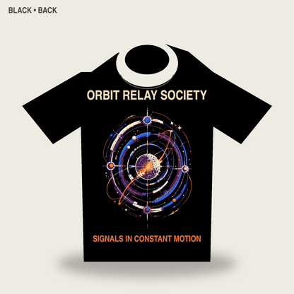 Orbit Relay Society Retro Futurist Graphic T-Shirt - POD-20260728-048_black_back_mockup