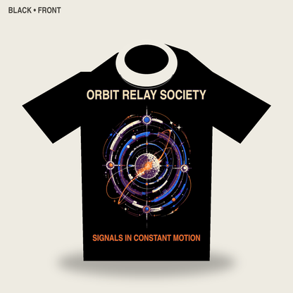 Orbit Relay Society Retro Futurist Graphic T-Shirt - POD-20260728-048_black_front_mockup
