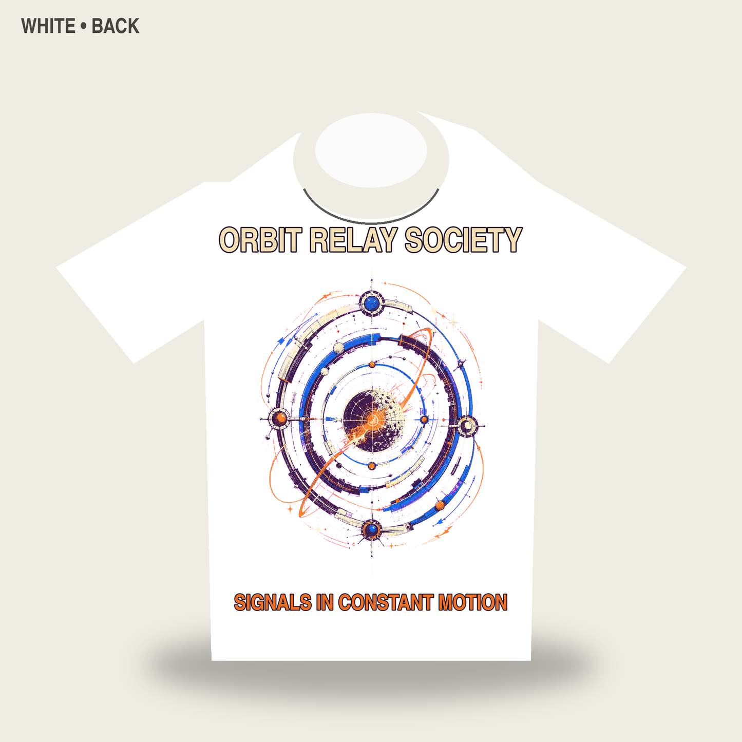Orbit Relay Society Retro Futurist Graphic T-Shirt - POD-20260728-048_white_back_mockup
