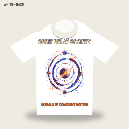Orbit Relay Society Retro Futurist Graphic T-Shirt - POD-20260728-048_white_back_mockup