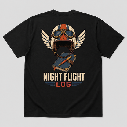 Night Flight Log Graphic T-Shirt - POD-20260728-051_black_back_mockup