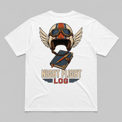Night Flight Log Graphic T-Shirt - POD-20260728-051_white_back_mockup