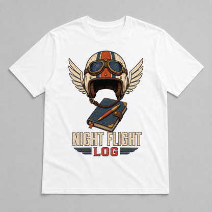 Night Flight Log Graphic T-Shirt - POD-20260728-051_white_front_mockup