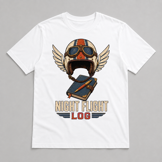 Night Flight Log Graphic T-Shirt - POD-20260728-051_white_front_mockup
