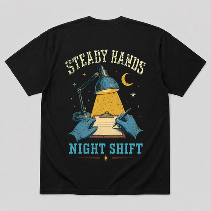 Steady Hands Night Shift Graphic T-Shirt - POD-20260728-052_black_back_mockup