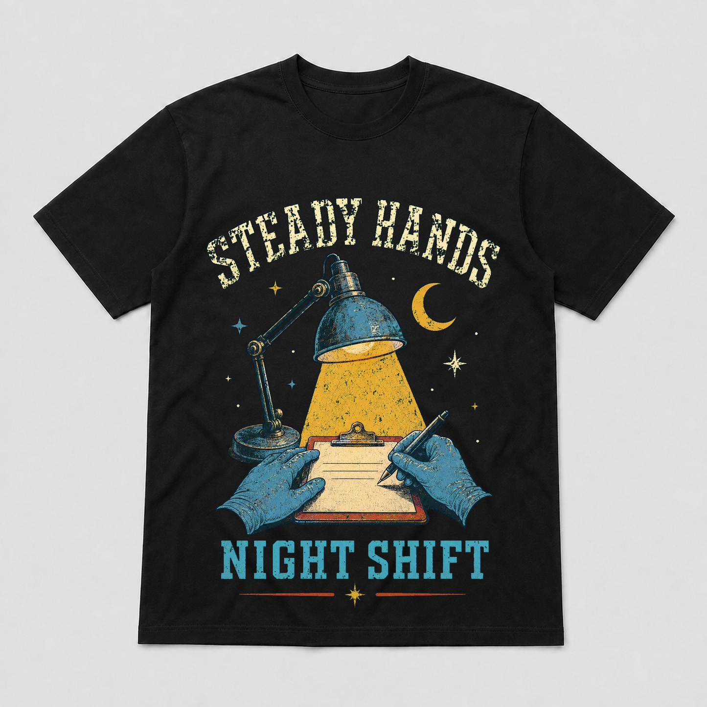 Steady Hands Night Shift Graphic T-Shirt - POD-20260728-052_black_front_mockup