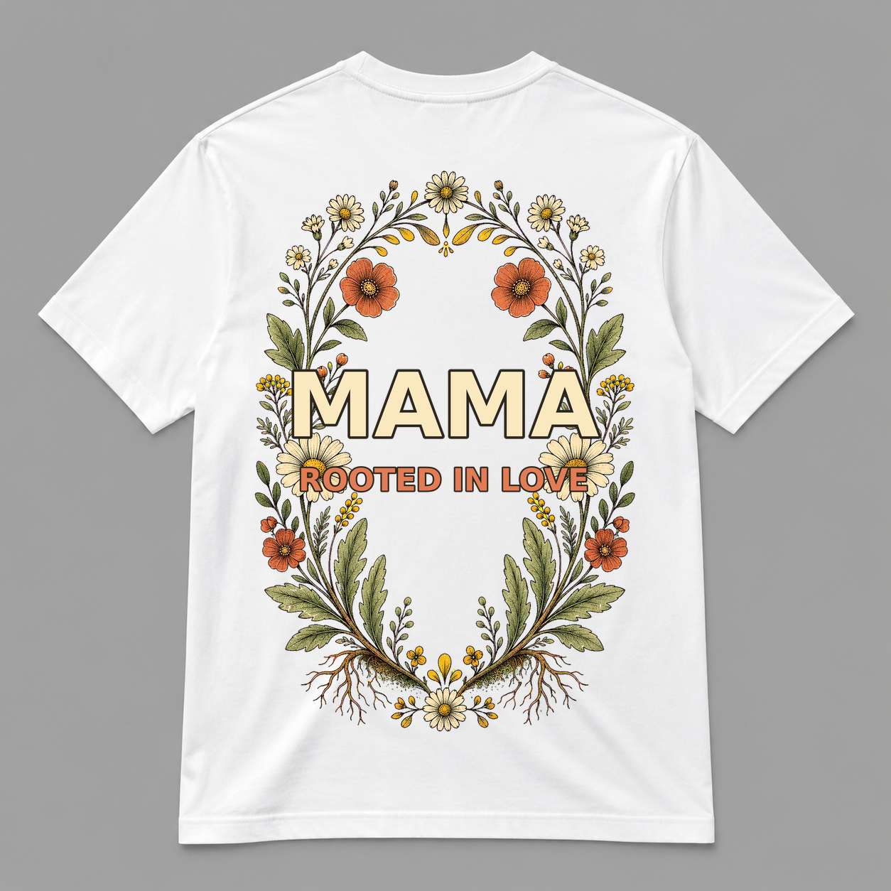 Rooted in Love Mama Botanical Graphic T-Shirt, Unisex Mother's Day Gift Tee - POD-20260728-058_white_back_mockup