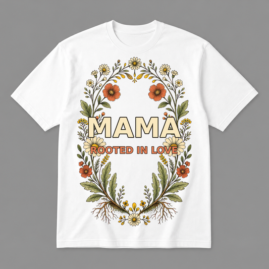 Rooted in Love Mama Botanical Graphic T-Shirt, Unisex Mother's Day Gift Tee - POD-20260728-058_white_front_mockup