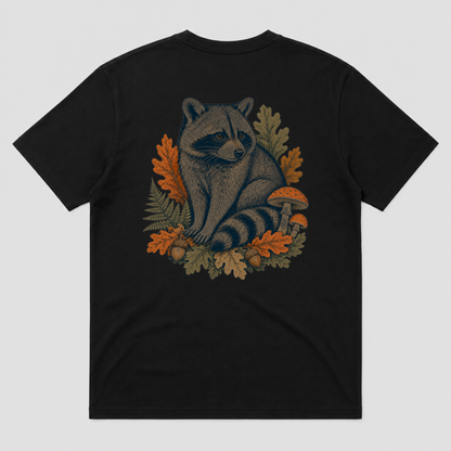 Autumn Forager Raccoon Unisex Graphic T-Shirt - POD-20260728-068_black_back_mockup