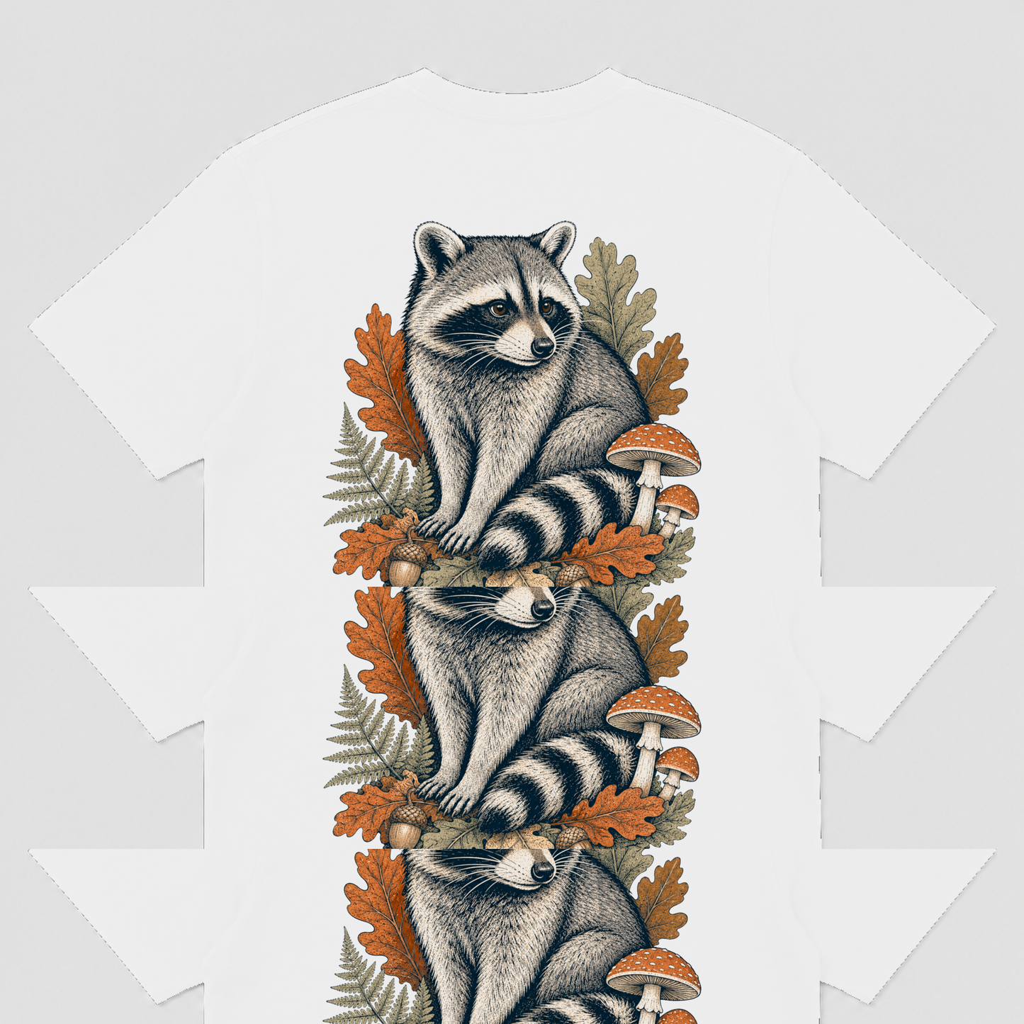 Autumn Forager Raccoon Unisex Graphic T-Shirt - POD-20260728-068_white_back_mockup