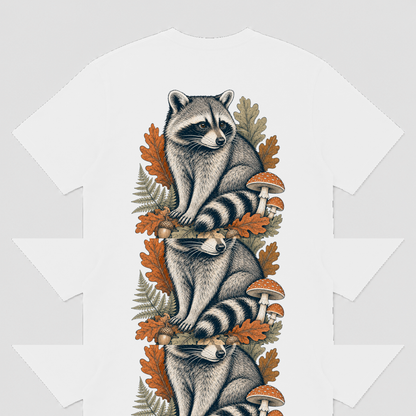 Autumn Forager Raccoon Unisex Graphic T-Shirt - POD-20260728-068_white_back_mockup