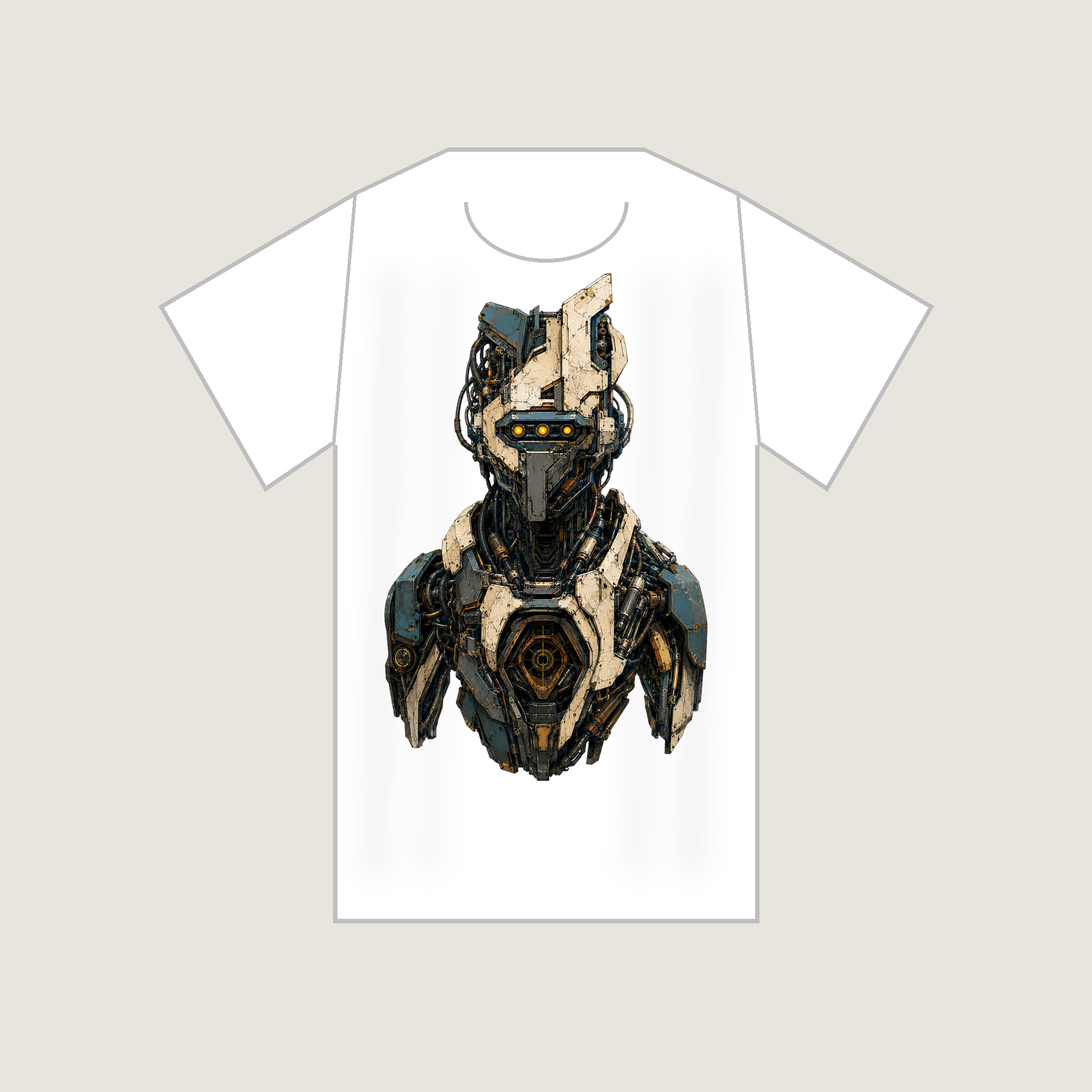 Amber Tracker Unit Original Industrial Sci-Fi Unisex Graphic T-Shirt - POD-20260728-069_white_back_mockup