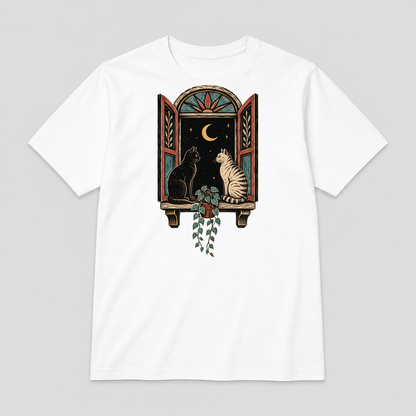 Night Window Companions Graphic T-Shirt - POD-20260728-071_white_front_mockup