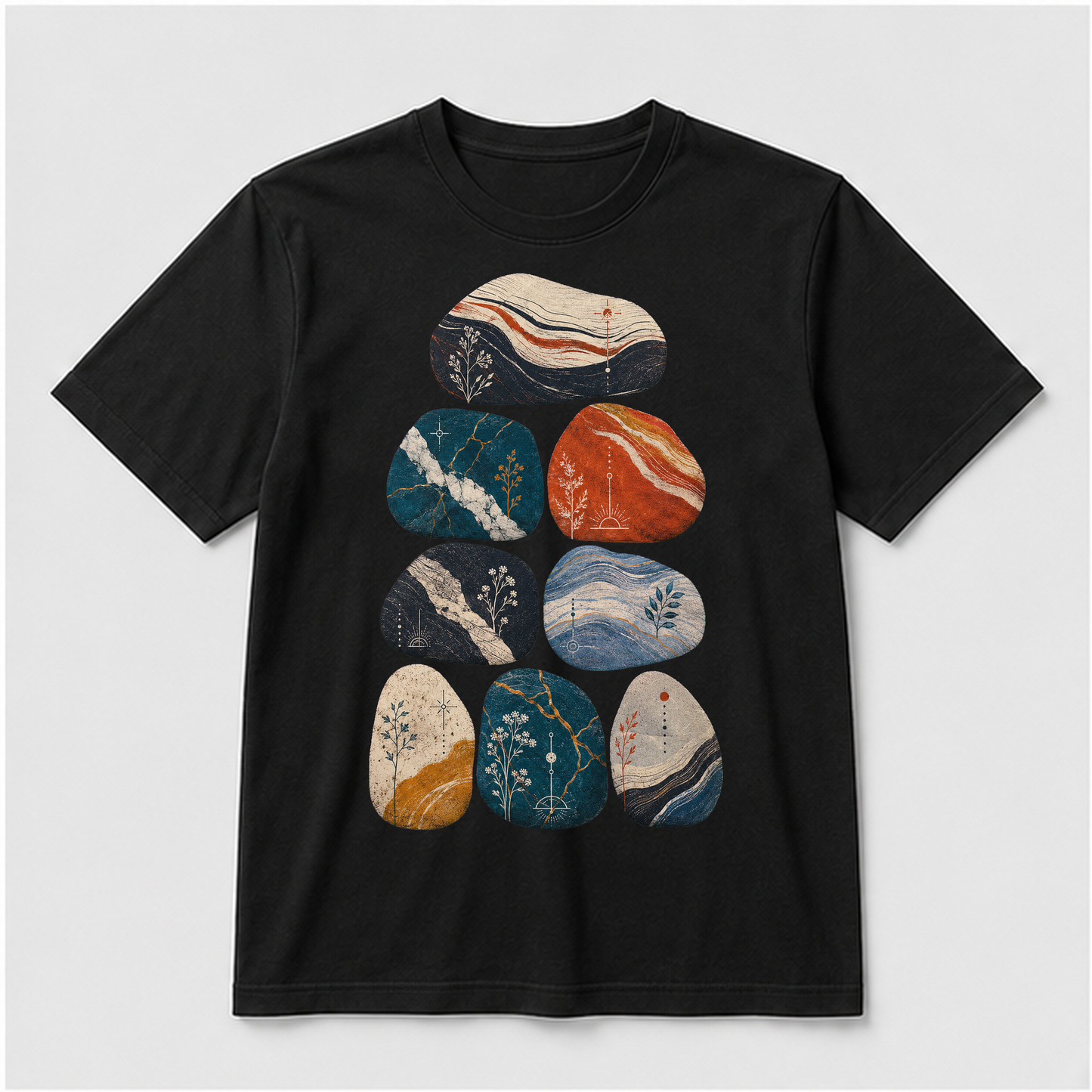 Field Stone Color Study Graphic T-Shirt - POD-20260728-074_black_front_mockup