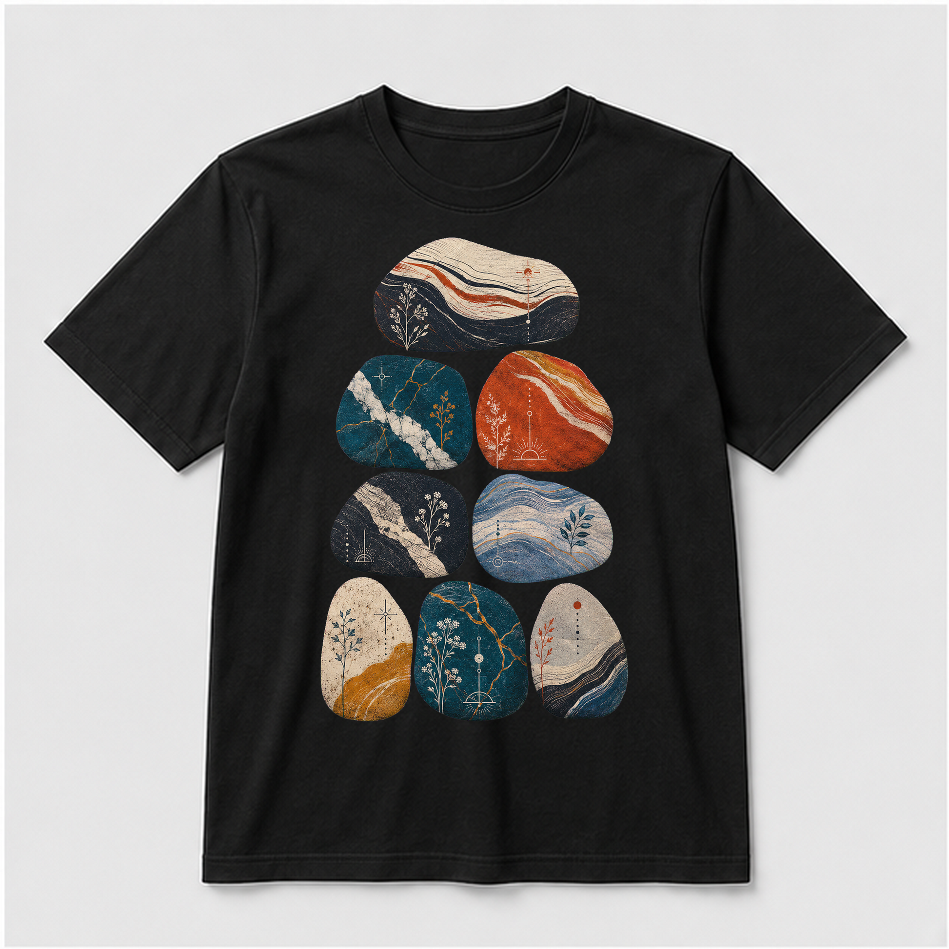 Field Stone Color Study Graphic T-Shirt - POD-20260728-074_black_front_mockup