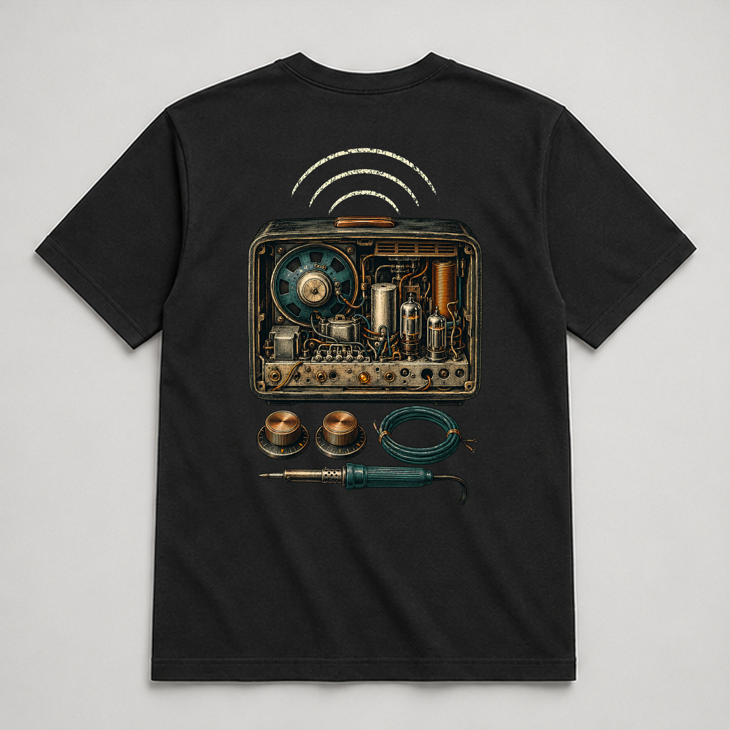 Midnight Radio Bench Graphic T-Shirt - POD-20260728-075_black_back_mockup
