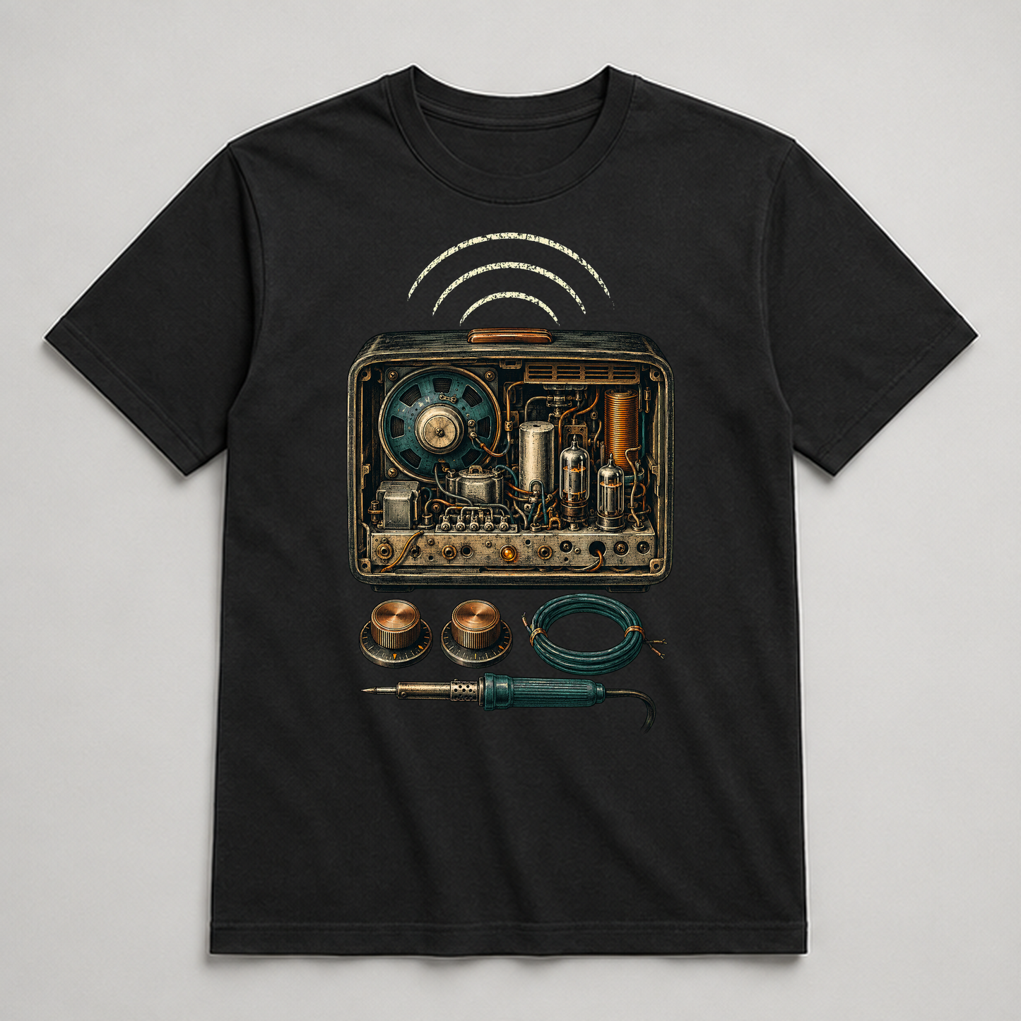 Midnight Radio Bench Graphic T-Shirt - POD-20260728-075_black_front_mockup