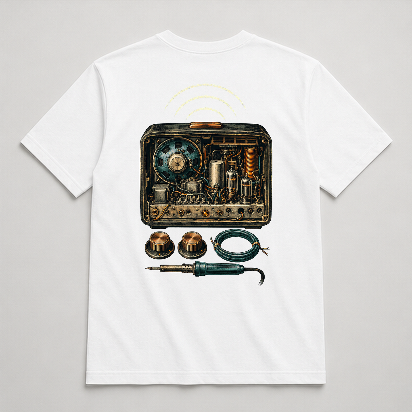 Midnight Radio Bench Graphic T-Shirt - POD-20260728-075_white_back_mockup